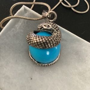 Cute Smily Serpent Bell Sterling Necklace